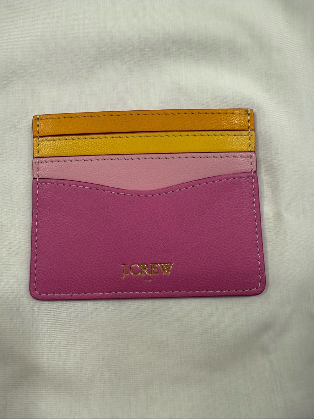 J. Crew Pink & Yellow Colorblock Leather Card Holder